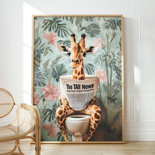 a picture of a giraffe sitting on top of a toilet