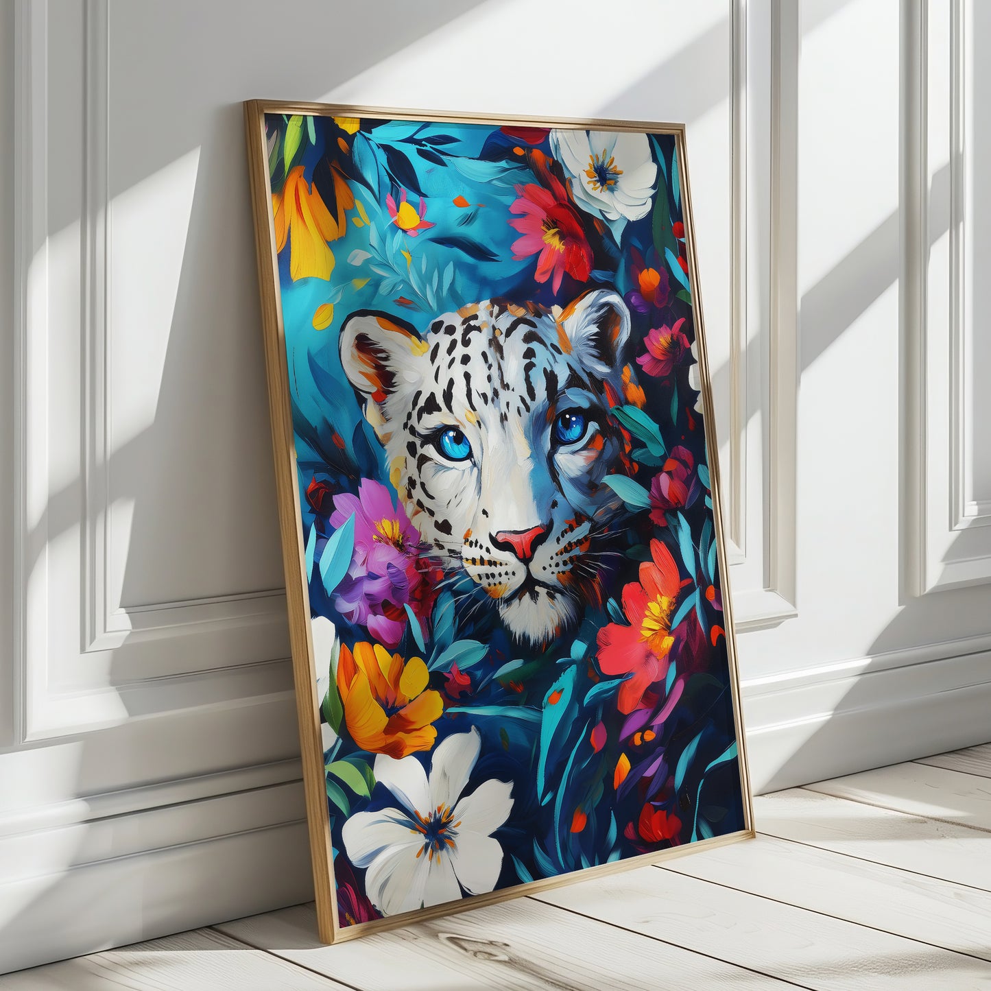 Vibrant Snow Leopard Safari – Maximalist Animal Print