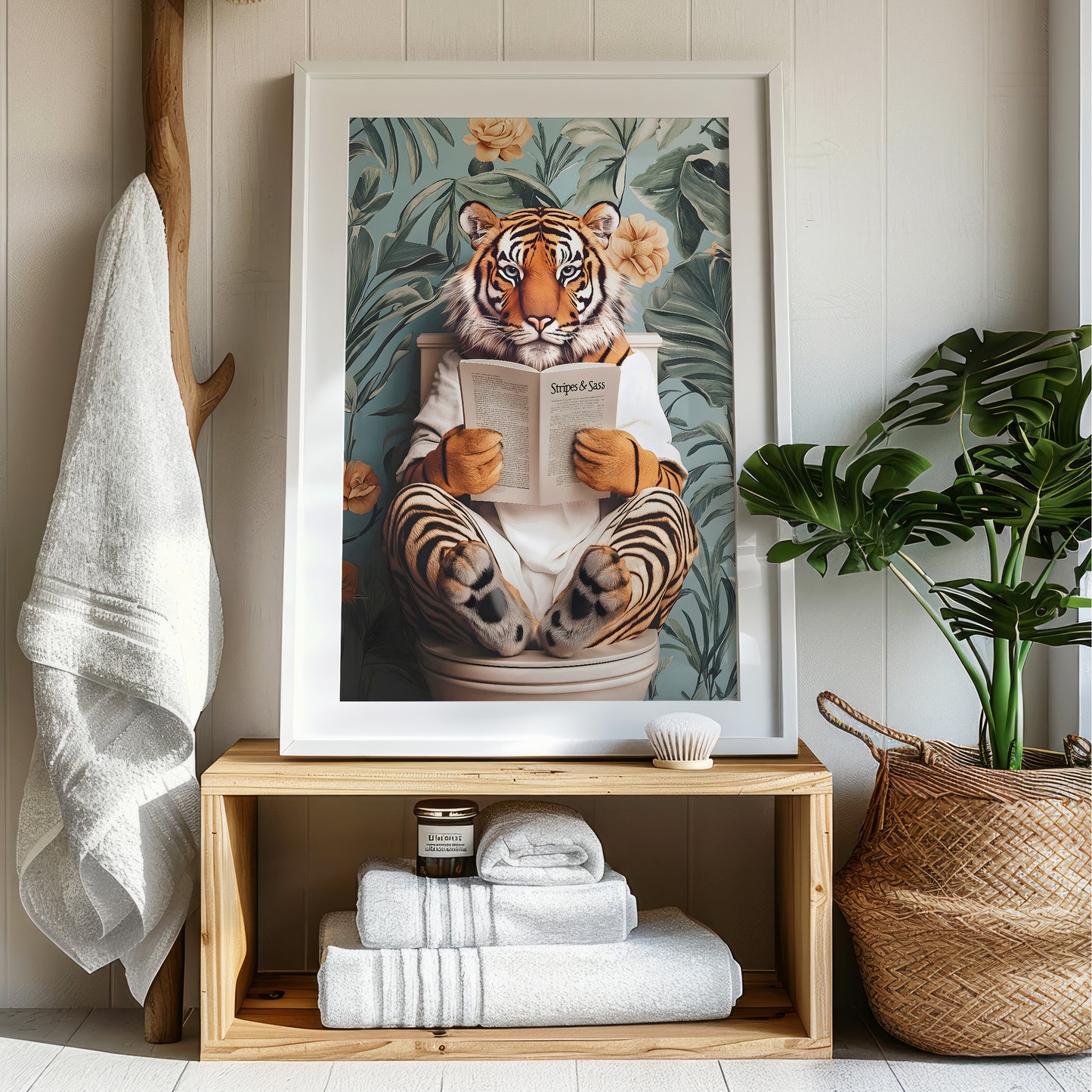 Tiger on Toilet Bathroom Print