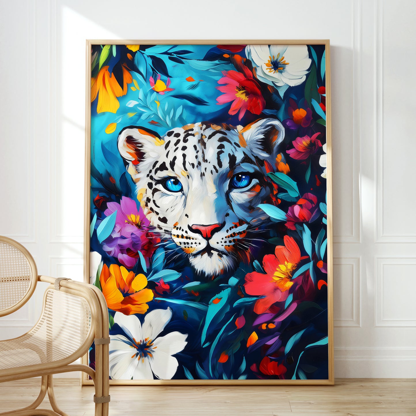 Vibrant Snow Leopard Safari – Maximalist Animal Print