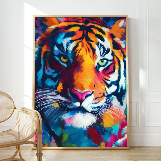 a painting of a tiger on a wall