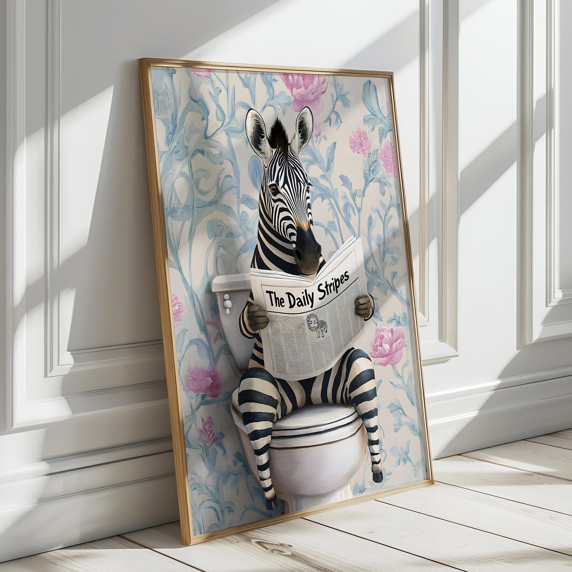 a picture of a zebra sitting on top of a toilet