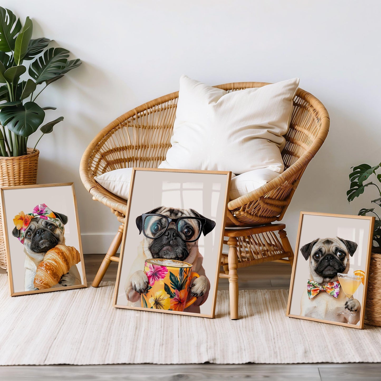 Pug Wall Art - Set of 3 Coffee Kitchen Prints