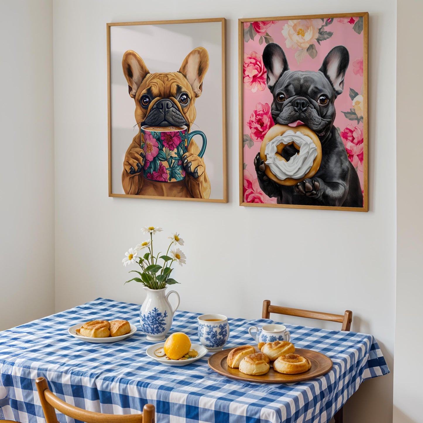 French Bulldog Wall Art - Set of 3 Coffee Kitchen Prints