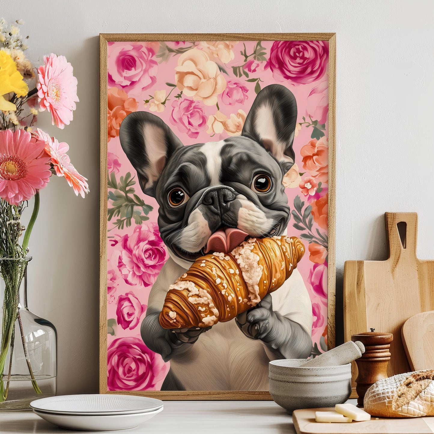 French Bulldog Wall Art - Set of 3 Coffee Kitchen Prints